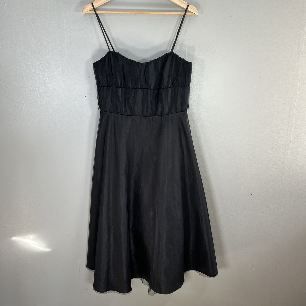 Vintage As U Wish Sara Black Chiffon Spaghetti Strap A-Line Dress‎